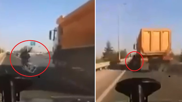 Motosiklet sürücüsünün yaralandığı kazaya ilişkin görüntüler de sosyal medya hesabından paylaşıldı.