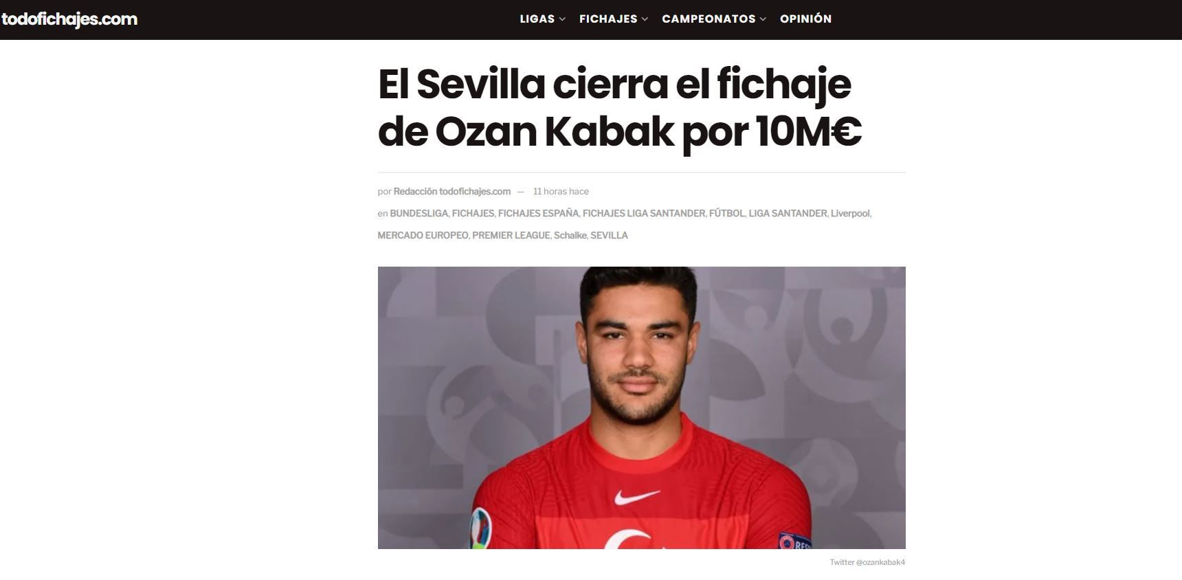 İspanyol basınında yer alan Ozan Kabak haberi