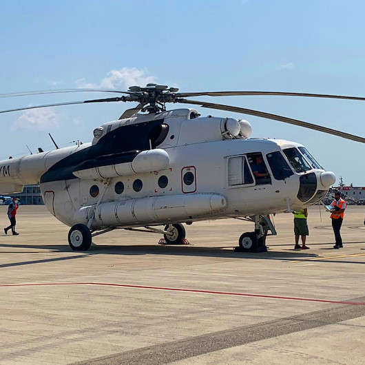 THYnin kiraladığı iki yangın söndürme helikopteri mücadeleye hazır