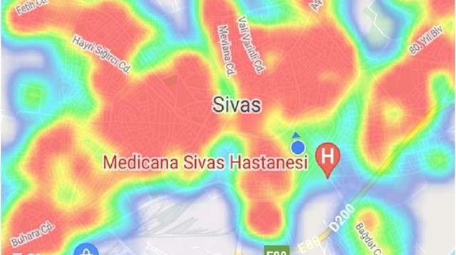 Sivas'ta "yüksek risk" anlamına gelen kırmızı halkaların yoğunluğu arttı.