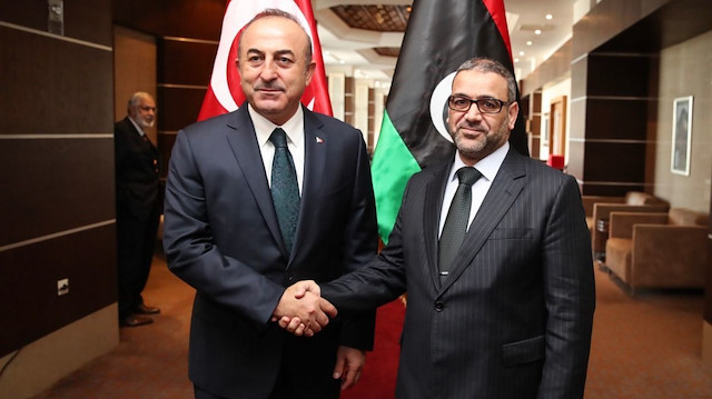 Dışişleri Bakanı Mevlüt Çavuşoğlu ve Libya Devlet Yüksek Konseyi Başkanı Halid el-Mişri.