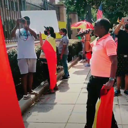Amerikan Ermeni Ulusal Komitesi Etiyopyada Türk İHAlarının kullanıldığı yalanıyla ABDde gösteri düzenledi