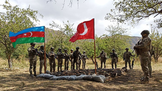 Azerbaycan ve Türkiye’den işgalden kurtarılan Laçın'da askeri tatbikat