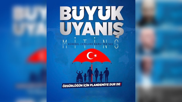 Aşı karşıtlarının miting için hazırladığı afiş.