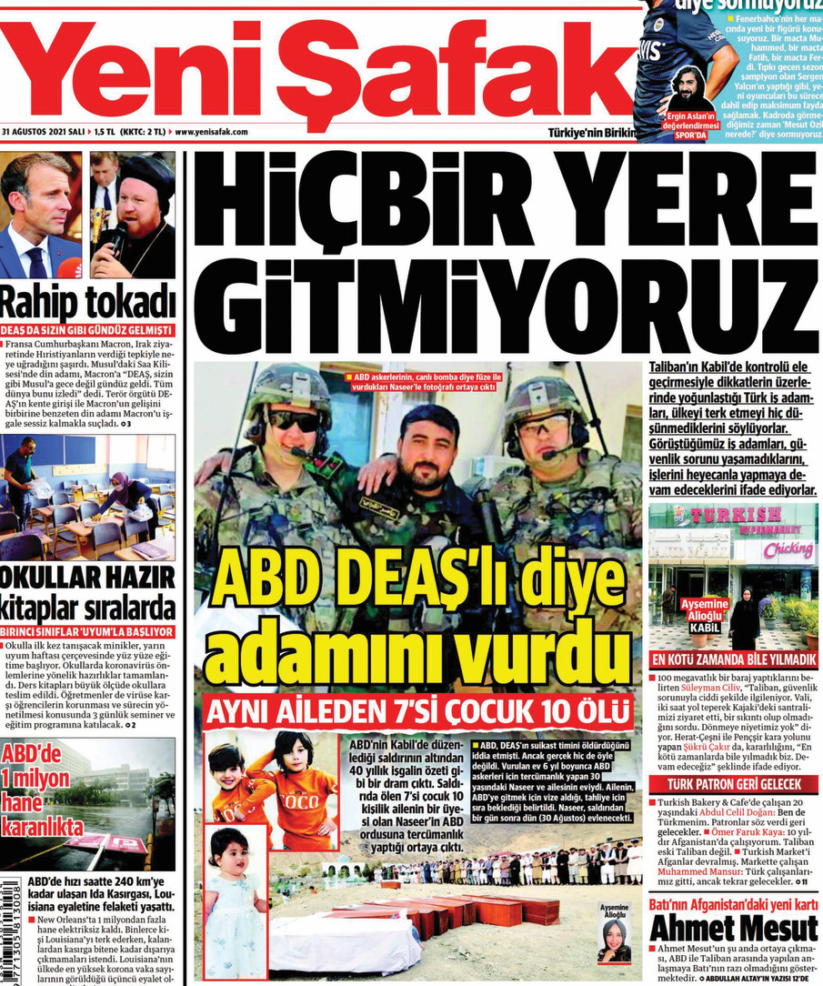 31 Ağustos’ta ABD’nin kendisine çalışan tercümanı vurduğunu duyurmuştuk.