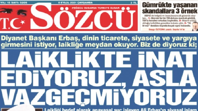 Sözcü gazetesinin 28 Şubat'ı sahiplenen manşetlerinden bir tanesi.