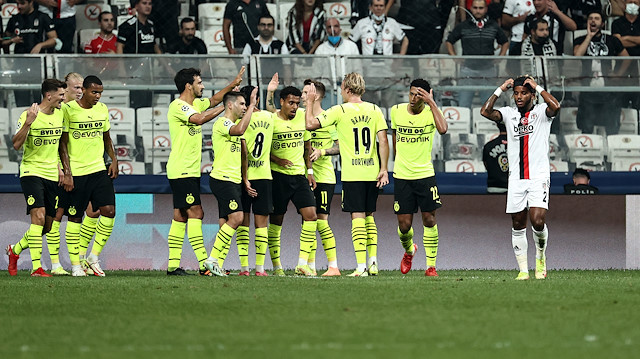 Borussia Dortmundlu futbolcuların Beşiktaş maçındaki gol sevinci.