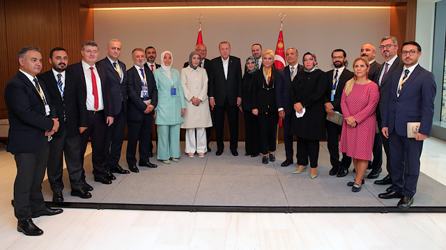 Cumhurbaşkanı Recep Tayyip Erdoğan ve gazeteciler