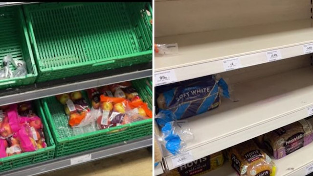 İngiltere'de tedarik sorunu bazı marketlerde rafların boş kalmasına neden oldu