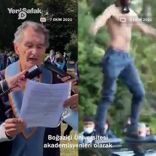Boğaziçinin duran akademisyenleri rektörün aracının üstüne çıkan vandal eylemciye destek verdi