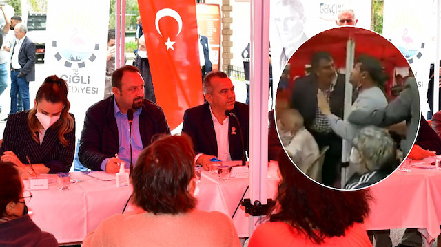 ​Çiğli Belediye Başkanı CHP'li Selim Utku Gümrükçü (soldan iki) - Oktay Şerifoğlu (kutudaki)