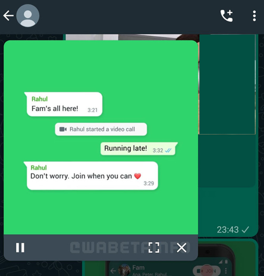 WhatsApp yeni güncelleme sonrasında Resim içinde Resim özelliğinde çeşitli ayarlar sunmaya başlıyor.