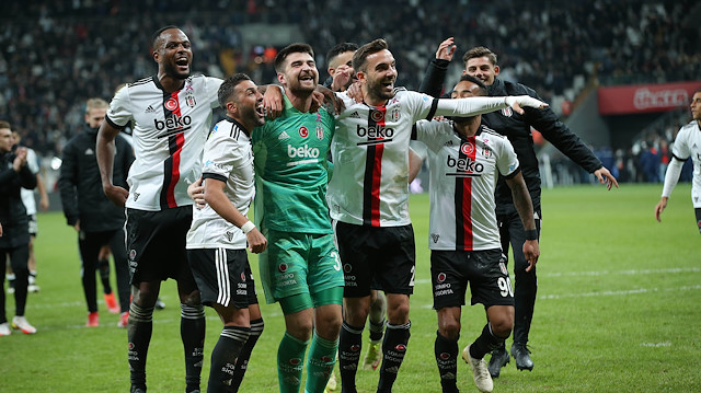 Beşiktaşlı futbolcuların galibiyet sevinci
