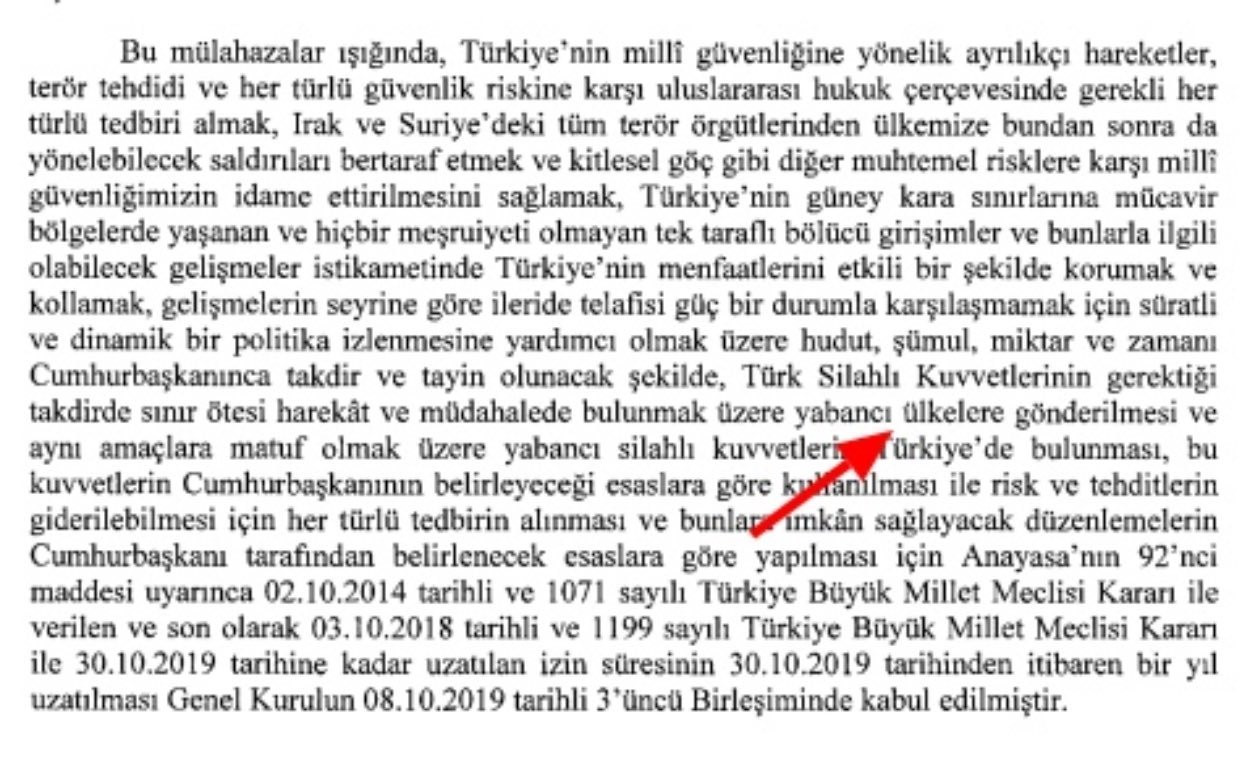 2019'daki tezkere metni.