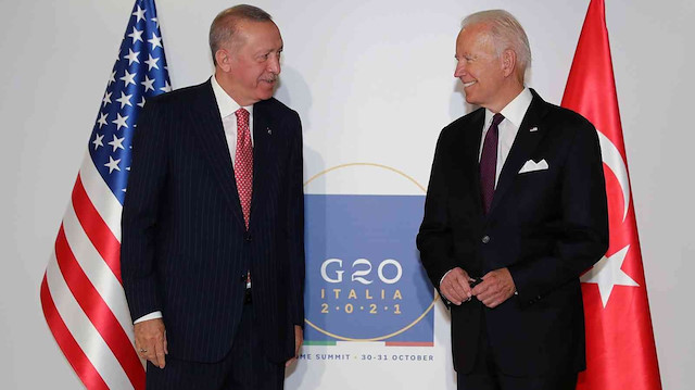 Cumhurbaşkanı Recep Tayyip Erdoğan ile ABD Başkanı Joe Biden.