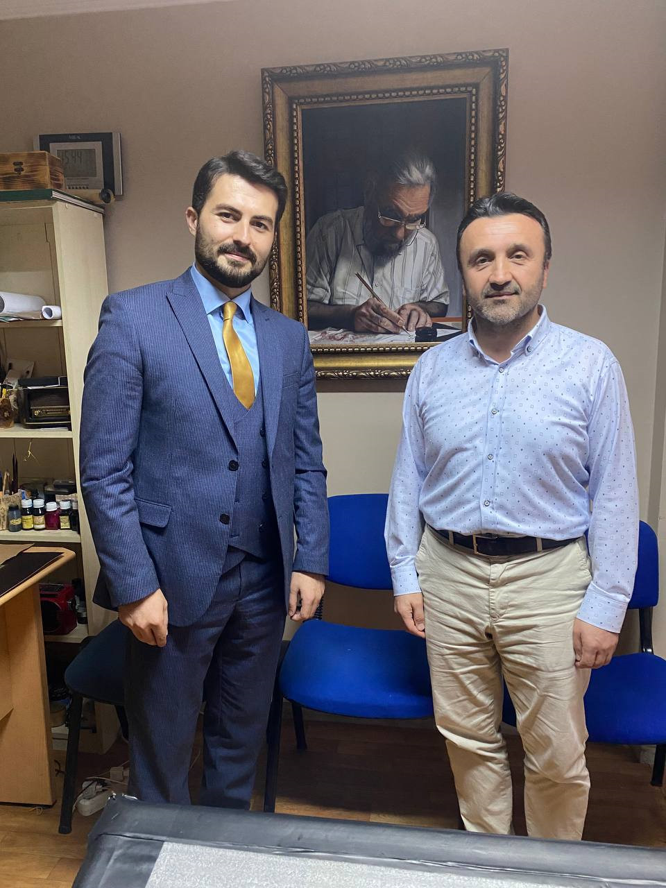 Muhammed Sefa Ulusoy ve Hattat Ahmet Kutluhan.