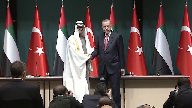 Cumhurbaşkanı Erdoğan, Abu Dabi Veliaht Prensi Şeyh Muhammed bin Zayid Al Nahyan ile anlaşmaların imza töreni düzenlendi. 