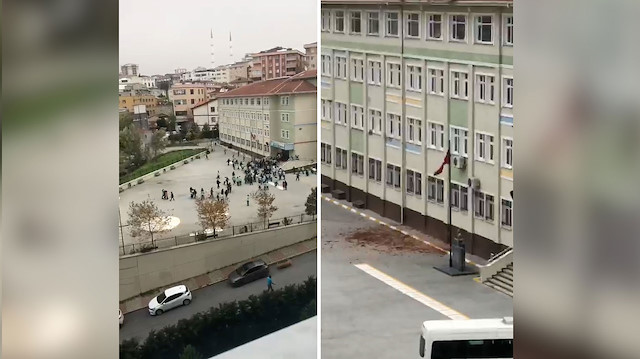 Bağcılar'da bir okulun çatısı düştü: Öğrencilerin saniyelerle kurtuldukları anlar böyle kaydedildi