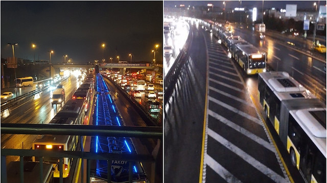 Metrobüs arızalandı İstanbullu yollara taştı