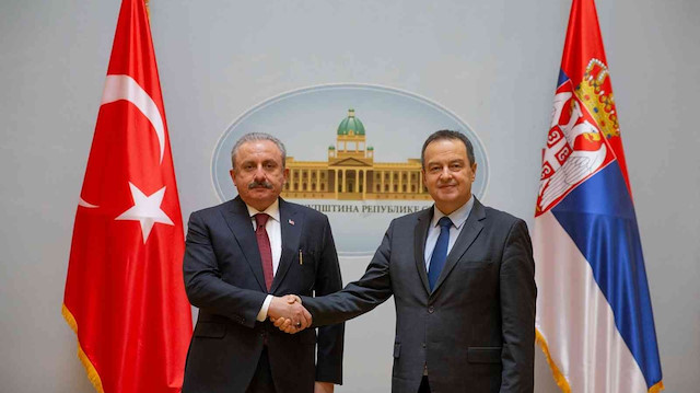 TBMM Başkanı Mustafa Şentop ve  Ulusal Meclis Başkanı Ivica Daçiç.