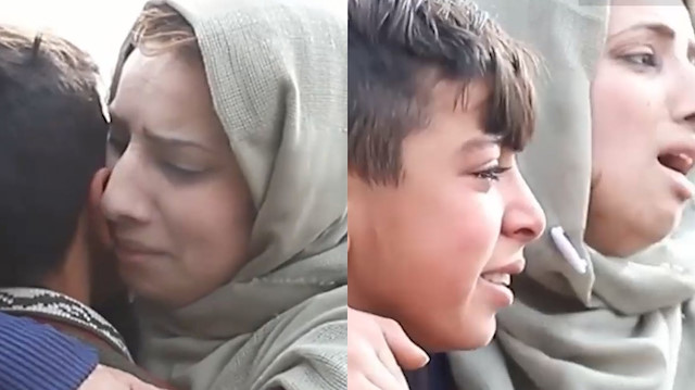 Filistinli ailenin gözyaşlarına boğulduğu anlar izleyenlerin yüreğini dağladı.