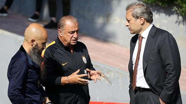 Galatasaray Başkanı Burak Elmas ve teknik direktör Fatih Terim