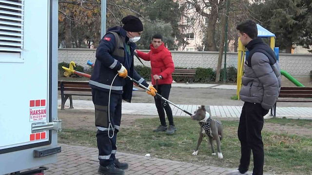 Osmangazi Belediyesi Çevre Koruma ve Kontrol Müdürlüğü ekipleri, yakaladığı köpeği araca bindirerek barınağa götürdü.