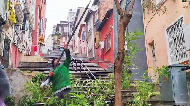 Beyoğlu Belediyesi ekipleri ağaç budama çalışmalarına devam ediyor.