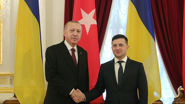 Cumhurbaşkanı Recep Tayyip Erdoğan ve Ukrayna Devlet Başkanı Vladimir Zelenskiy.