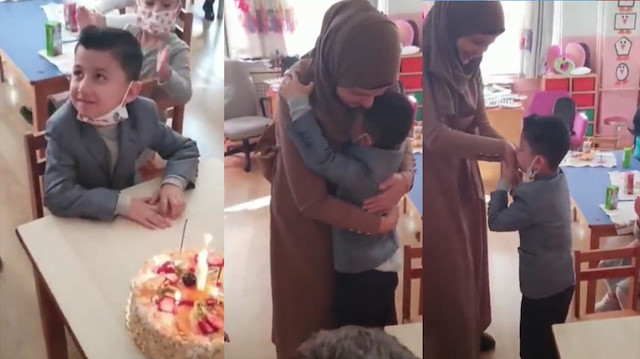 Öğrencisinin doğum gününü paylaşan öğretmenin videosu viral oldu. 