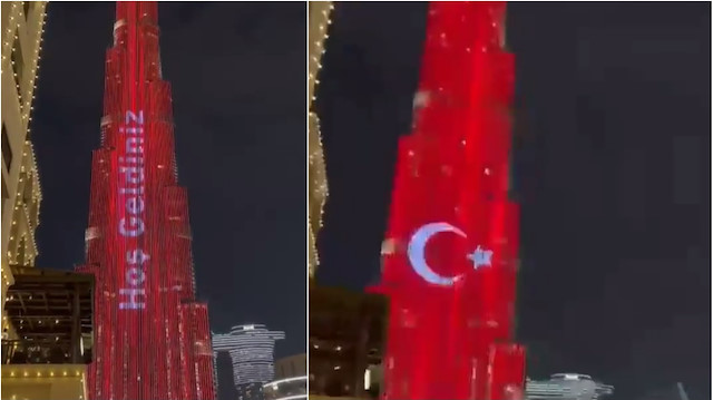 Al bayrağa bürünen Burj Khalifa'da İstiklal Marşı okundu