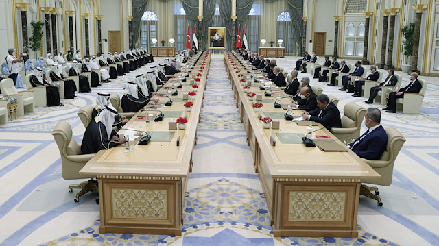 Cumhurbaşkanı Erdoğan, Abu Dabi Veliaht Prensi Şeyh Muhammed bin Zayed Al Nahyan ile heyetler arası görüşme gerçekleştirdi.