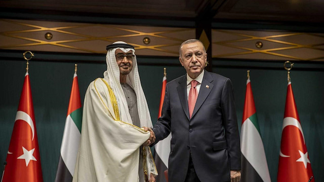 Cumhurbaşkanı Recep Tayyip Erdoğan, BAE Prensi Şeyh Muhammed bin Zayed El Nahyan.