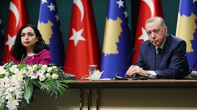 Cumhurbaşkanı Recep Tayyip Erdoğan ile Kosova Cumhurbaşkanı Vjosa Osmani-Sadriu
