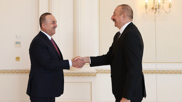 Bakan Çavuşoğlu Azerbaycan Cumhurbaşkanı Aliyev ile görüştü.