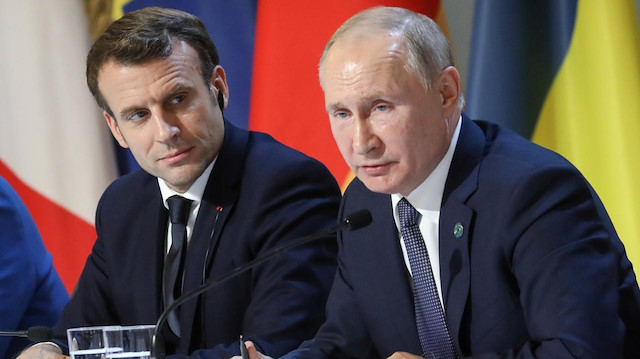 Fransa Cumhurbaşkanı Emmanuel Macron - Rusya Devlet Başkanı Vladimir Putin