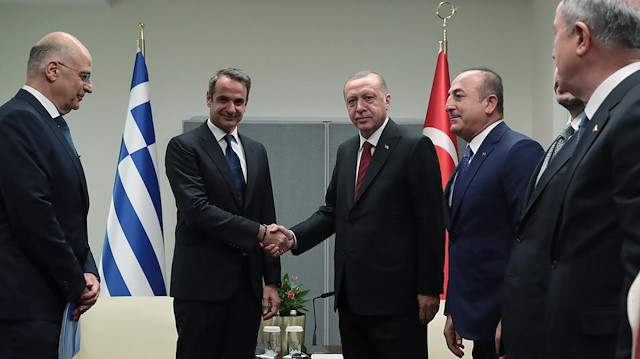 Arşiv- Yunanistan Başbakanı Kiryakos Miçotakis ve Cumhurbaşkanı Recep Tayyip Erdoğan.
