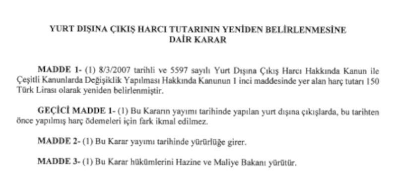  Yurt dışı çıkış harcı ne kadardı? Yurt dışı çıkış harcı ne kadar oldu?