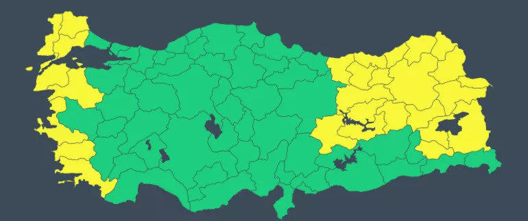 Meteoroloji yarın için 28 kente sarı kodlu uyarıda bulundu.