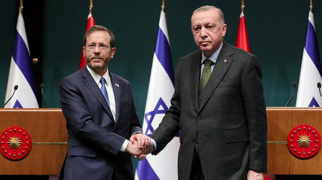 Cumhurbaşkanı Recep Tayyip Erdoğan ile İsrail Cumhurbaşkanı Yitzak Herzog