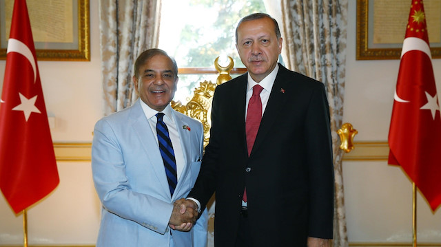 Pakistan Müslüman Ligi-Navaz lideri Şahbaz Şerif ve Cumhurbaşkanı Recep Tayyip Erdoğan.