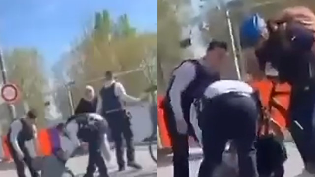 Fransız polisinin başörtülü iki kadını tartaklaması görüntülere yansıdı
