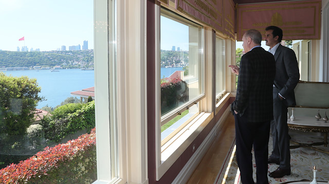 Cumhurbaşkanı Erdoğan Vahdettin Köşkü'nde Katar Emiri ile bir araya geldi