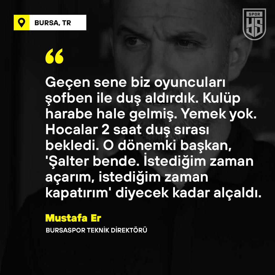 Bursaspor Teknik Direktörü Mustafa Er'in açıklamalarından bir kısım