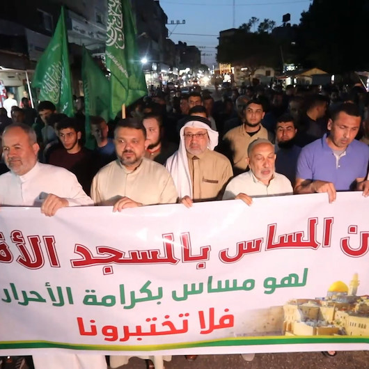 Fanatik Yahudilerin bayrak yürüyüşü Gazzeli halk tarafından protesto edildi