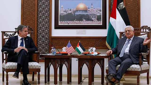 Filistin Devlet Başkanı Mahmud Abbas, ABD Dışişleri Bakanı Anthony Blinken 