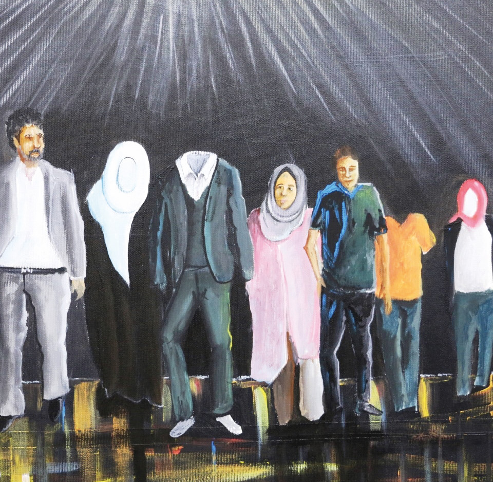 Gazzeli ressam, ailesinin hep bir arada olduğu anları resmetti.