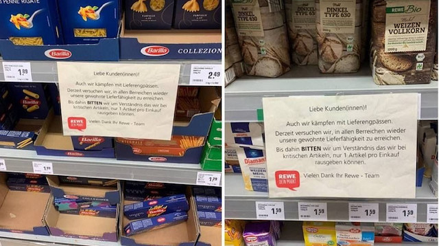 Alman Süpermarket devi Rewe ürünlere sınırlama getirdi