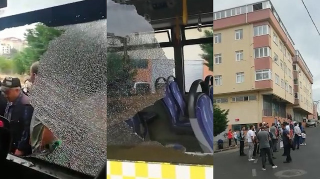 Otobüsün camı patladı yolcular mahsur kaldı