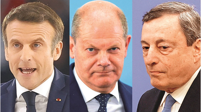 Fransa lideri Macron-Almanya lideri Scholz-İtalya lideri Draghi